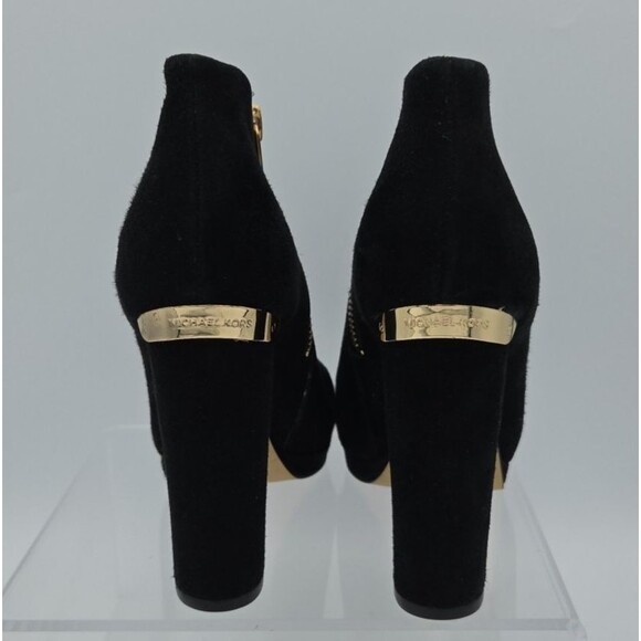 Michael Kors Womens Sz 5.5M Black Platform Ankle Heeled Boot Suede Side Zip EUC - Picture 7 of 8